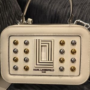 Karl Lagerfeld White Crossbody Bag with Gold and Silver Details